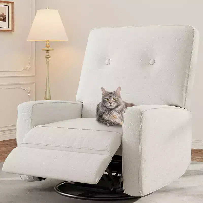 Fauteuil inclinable, pivotant, surdimensionné, en lin, fauteuil à bascule et inclinable à 360° pour salon, chambre à coucher