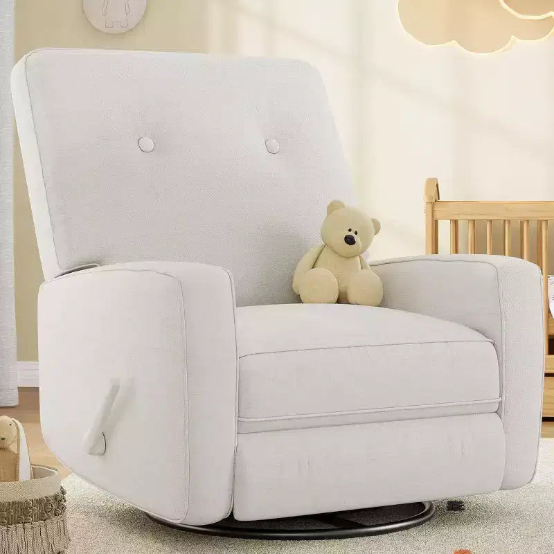 Acekool Oversized Swivel Rocker Recliner Chair, Linen, 360 Glider Recliner for Living Room, Bedroom