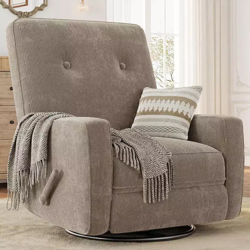 Fauteuil inclinable, pivotant, surdimensionné, en lin, fauteuil à bascule et inclinable à 360° pour salon, chambre à coucher