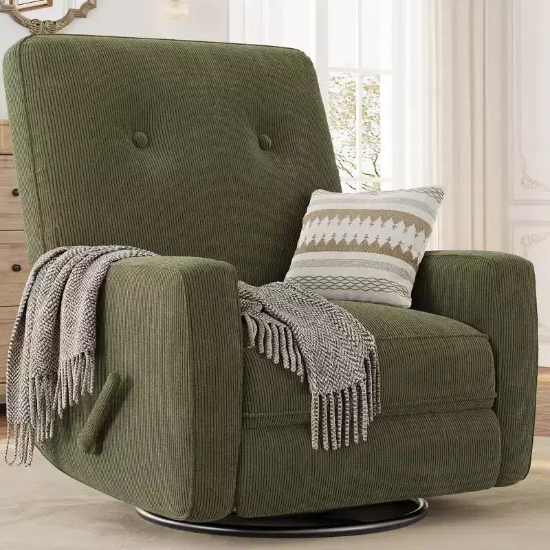 Fauteuil inclinable, pivotant, surdimensionné, en lin, fauteuil à bascule et inclinable à 360° pour salon, chambre à coucher