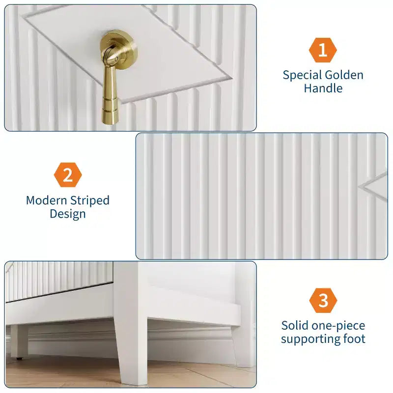 Commode cannelée à 6 tiroirs pour chambre à coucher, commode moderne de 137 cm de large avec poignées en métal, organisateur de commode en bois