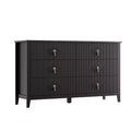Fluted 6 Drawers Dresser for Bedroom, 54 Wide Modern Chest of Drawers with Metal Handle, Wooden Dresser Organizer