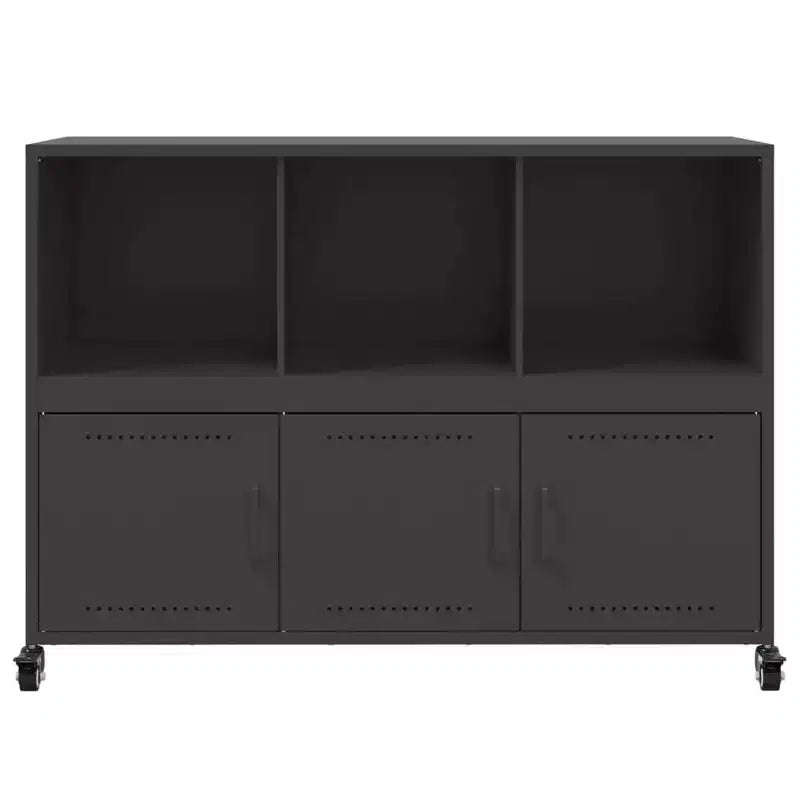 Bahut noir en acier laminé à froid, meuble rectangulaire moyen