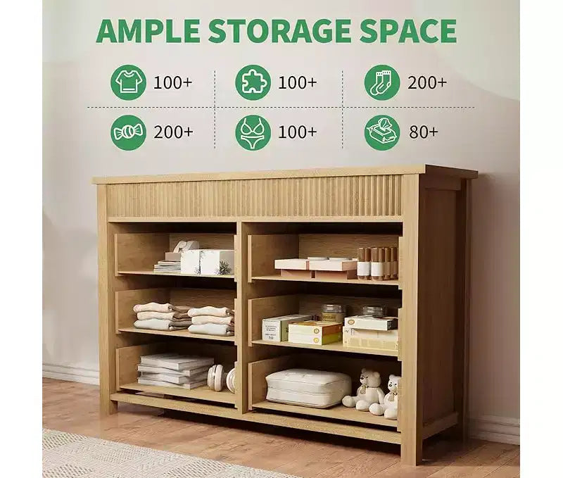Commode de chambre à coucher, commode en bois, meuble TV cannelé, organiseur de rangement pour le salon, le couloir et l'entrée