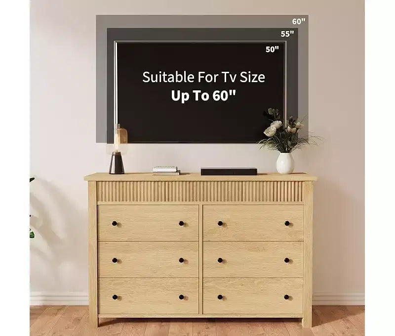 Commode de chambre à coucher, commode en bois, meuble TV cannelé, organiseur de rangement pour le salon, le couloir et l'entrée