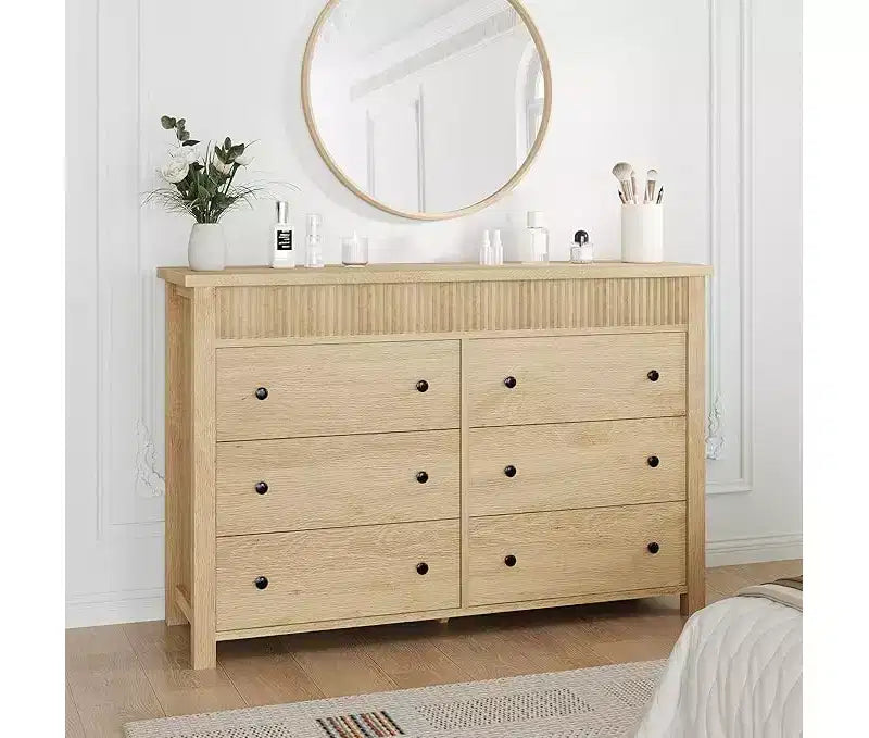 Commode de chambre à coucher, commode en bois, meuble TV cannelé, organiseur de rangement pour le salon, le couloir et l'entrée
