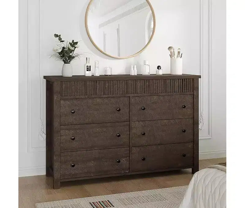 Commode de chambre à coucher, commode en bois, meuble TV cannelé, organiseur de rangement pour le salon, le couloir et l'entrée