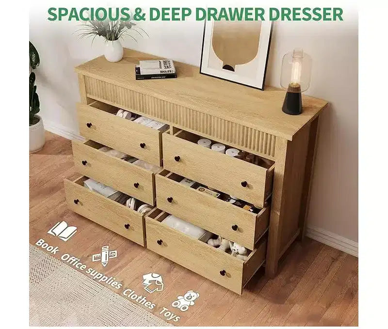 Commode de chambre à coucher, commode en bois, meuble TV cannelé, organiseur de rangement pour le salon, le couloir et l'entrée