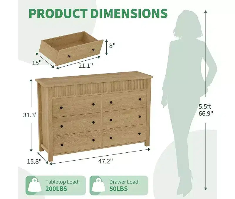 Commode de chambre à coucher, commode en bois, meuble TV cannelé, organiseur de rangement pour le salon, le couloir et l'entrée