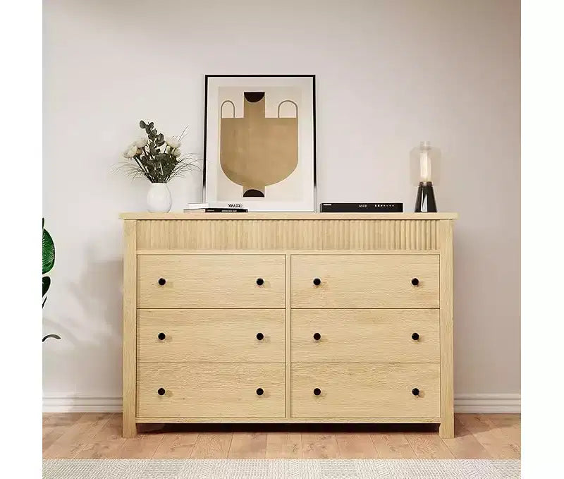 Commode de chambre à coucher, commode en bois, meuble TV cannelé, organiseur de rangement pour le salon, le couloir et l'entrée