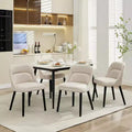 Acekool Dining Chairs, Upholstered Linen Dining Room Chairs, Wood Legs, Modern Kitchen & Cafe Seating, Comfy Sillas para Comedor, Beige
