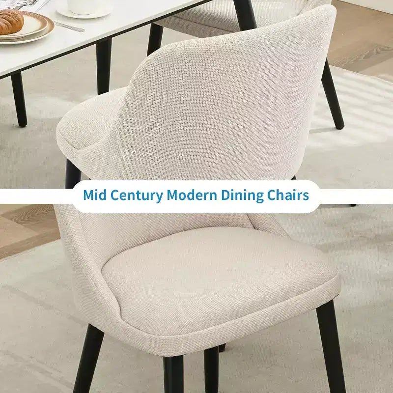 Chaises de salle à manger capitonnées en lin, pieds en bois, sièges modernes pour cuisine et café, beiges