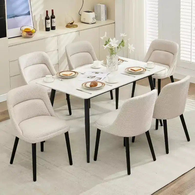 Chaises de salle à manger capitonnées en lin, pieds en bois, sièges modernes pour cuisine et café, beiges