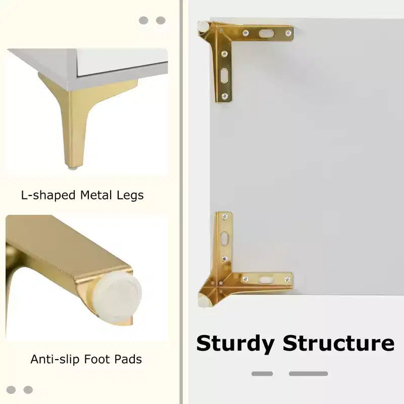 Commode à 4 tiroirs, commode haute de 113 cm avec porte en verre cannelé rabattable