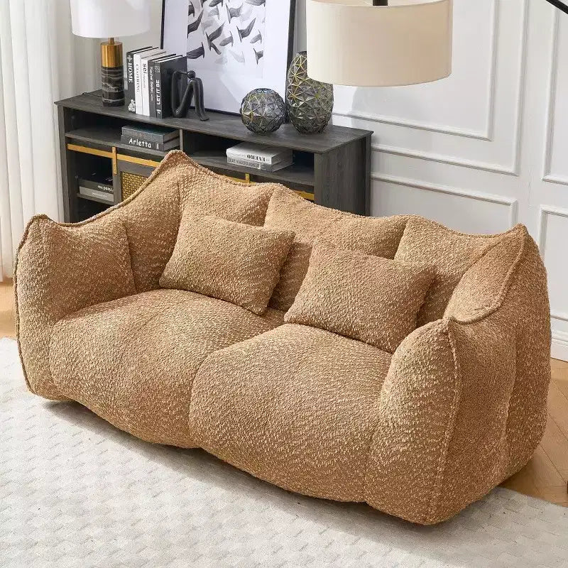 Canapé Poire Ultra Long de 185 cm, Transat Chenille 2 Places avec Noyau en Mousse Haute Résilience, Canapé de Sol Chenille pour Salon