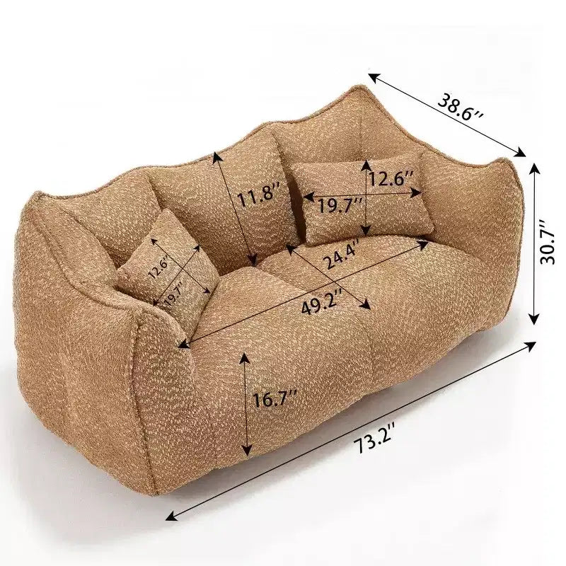 Canapé Poire Ultra Long de 185 cm, Transat Chenille 2 Places avec Noyau en Mousse Haute Résilience, Canapé de Sol Chenille pour Salon