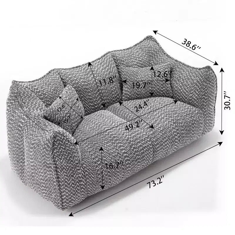 Canapé Poire Ultra Long de 185 cm, Transat Chenille 2 Places avec Noyau en Mousse Haute Résilience, Canapé de Sol Chenille pour Salon