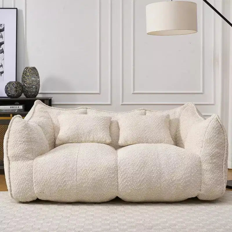 Canapé Poire Ultra Long de 185 cm, Transat Chenille 2 Places avec Noyau en Mousse Haute Résilience, Canapé de Sol Chenille pour Salon