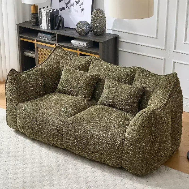 Canapé Poire Ultra Long de 185 cm, Transat Chenille 2 Places avec Noyau en Mousse Haute Résilience, Canapé de Sol Chenille pour Salon