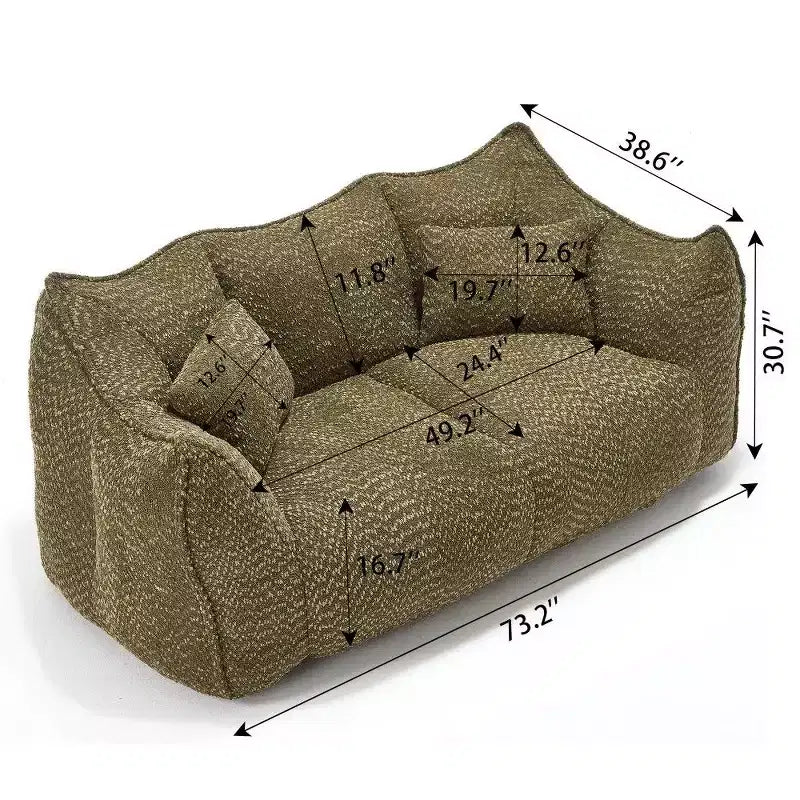 Canapé Poire Ultra Long de 185 cm, Transat Chenille 2 Places avec Noyau en Mousse Haute Résilience, Canapé de Sol Chenille pour Salon