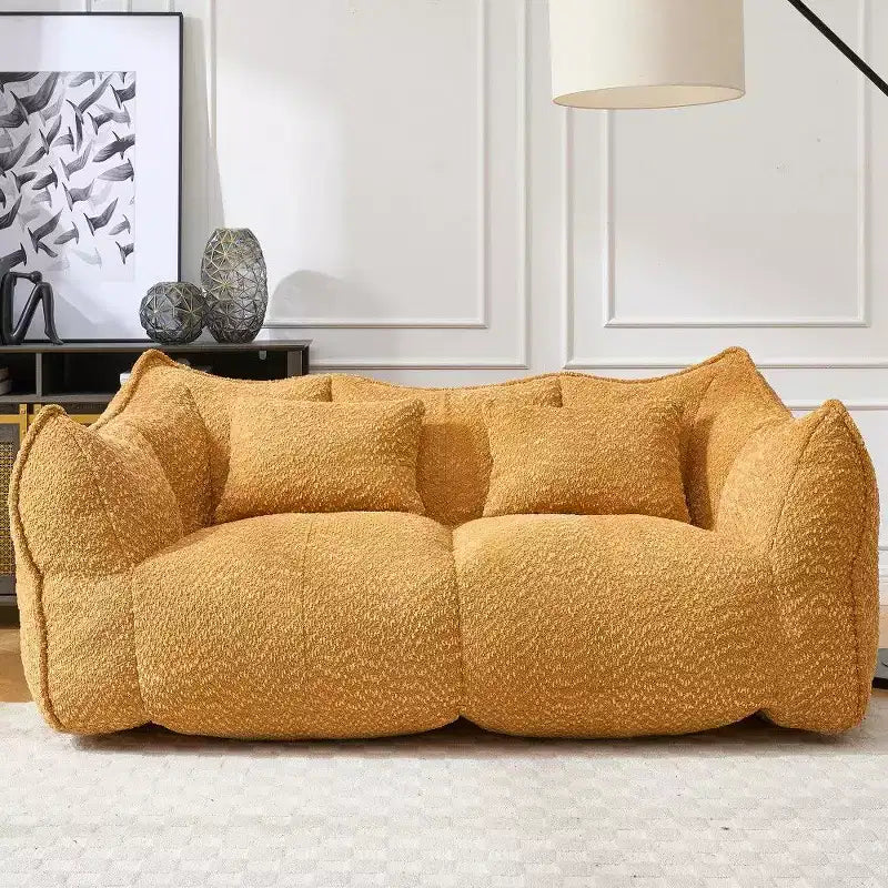 Canapé Poire Ultra Long de 185 cm, Transat Chenille 2 Places avec Noyau en Mousse Haute Résilience, Canapé de Sol Chenille pour Salon