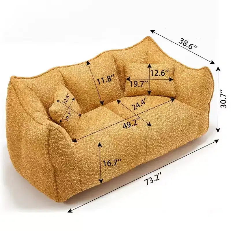 Canapé Poire Ultra Long de 185 cm, Transat Chenille 2 Places avec Noyau en Mousse Haute Résilience, Canapé de Sol Chenille pour Salon