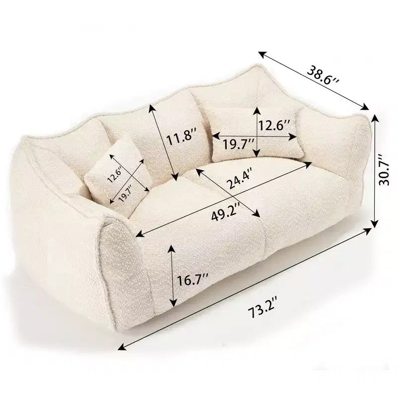 Canapé Poire Ultra Long de 185 cm, Transat Chenille 2 Places avec Noyau en Mousse Haute Résilience, Canapé de Sol Chenille pour Salon