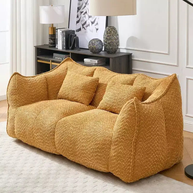 Canapé Poire Ultra Long de 185 cm, Transat Chenille 2 Places avec Noyau en Mousse Haute Résilience, Canapé de Sol Chenille pour Salon