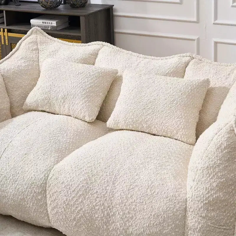 Canapé Poire Ultra Long de 185 cm, Transat Chenille 2 Places avec Noyau en Mousse Haute Résilience, Canapé de Sol Chenille pour Salon