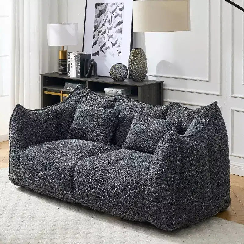 Canapé Poire Ultra Long de 185 cm, Transat Chenille 2 Places avec Noyau en Mousse Haute Résilience, Canapé de Sol Chenille pour Salon