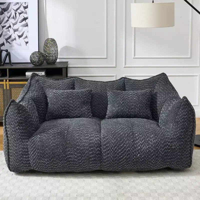 Canapé Poire Ultra Long de 185 cm, Transat Chenille 2 Places avec Noyau en Mousse Haute Résilience, Canapé de Sol Chenille pour Salon