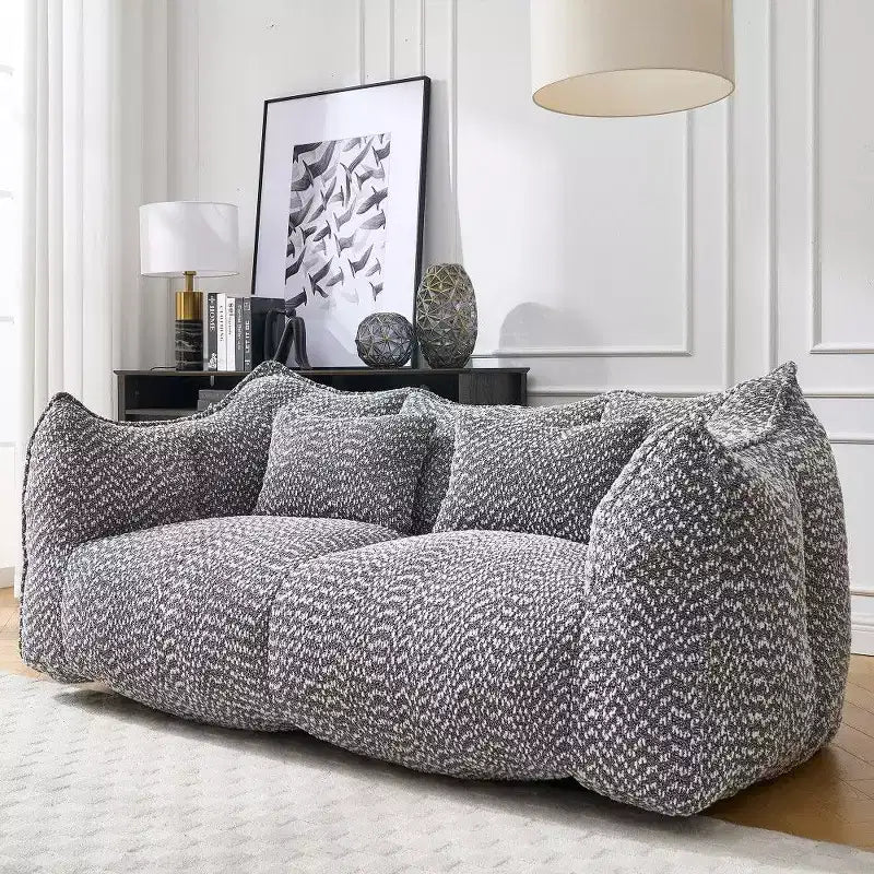 Canapé Poire Ultra Long de 185 cm, Transat Chenille 2 Places avec Noyau en Mousse Haute Résilience, Canapé de Sol Chenille pour Salon