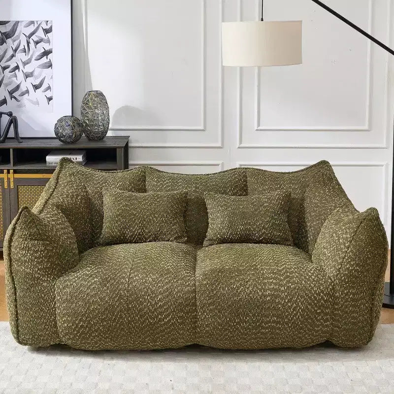 Canapé Poire Ultra Long de 185 cm, Transat Chenille 2 Places avec Noyau en Mousse Haute Résilience, Canapé de Sol Chenille pour Salon
