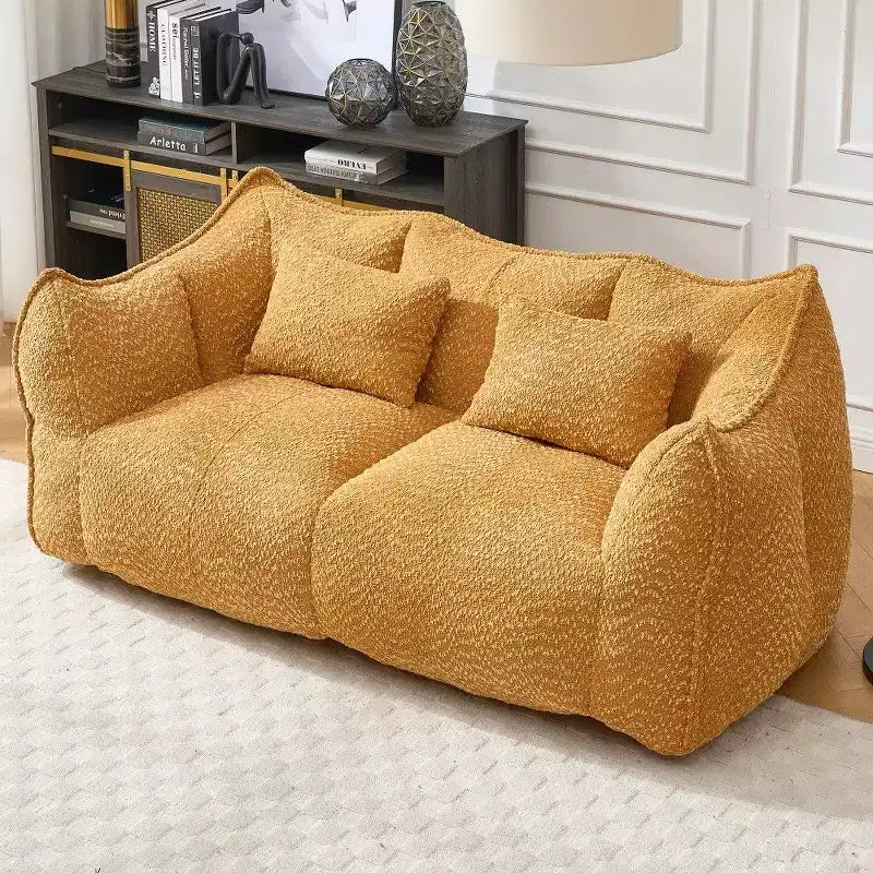 TUYOHW 73 Inch Extra Long Bean Bag Sofa,2-Person Chenille Lounger with High-Resilience Foam Core,Chenille Floor Sofa for Living Room