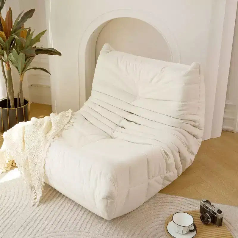 TUYOHW No Assembly Bean Bag Chair,Waterproof & Stain-Resistant Fabric Lounger,High-Density Memory Foam,Art Deco Style,Off-White