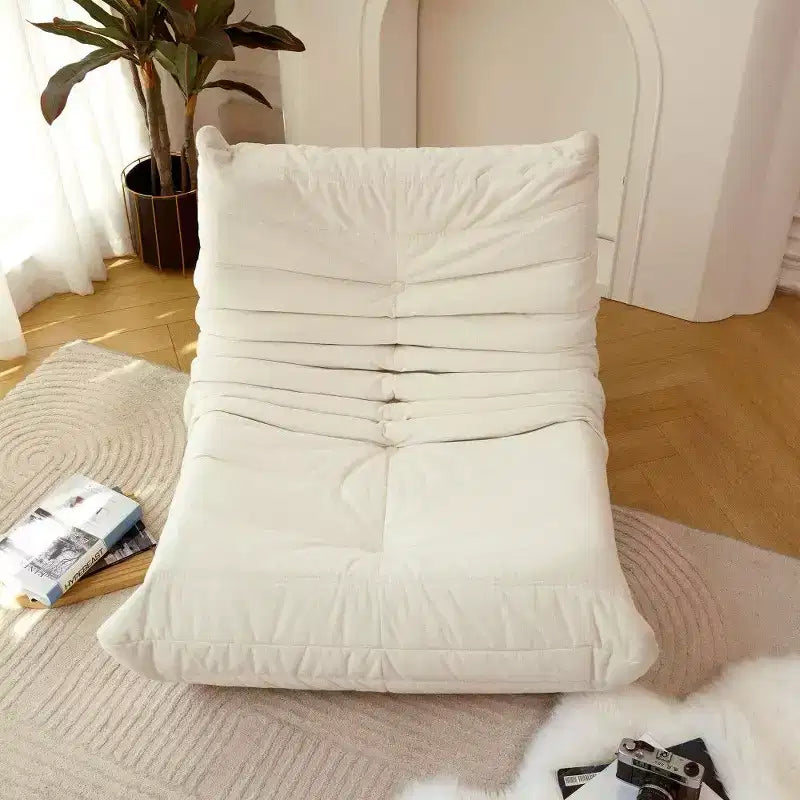 Fauteuil Poire Livré Monté, Tissu Imperméable et Anti-Taches, Garniture en Mousse à Mémoire de Forme Haute Densité, Style Art Déco, Blanc Cassé