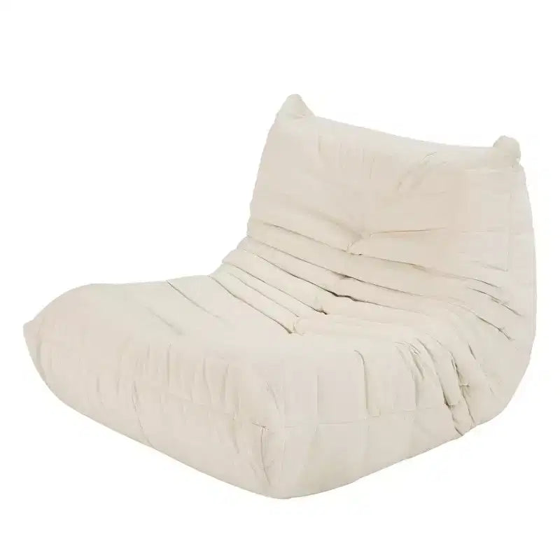 Fauteuil Poire Livré Monté, Tissu Imperméable et Anti-Taches, Garniture en Mousse à Mémoire de Forme Haute Densité, Style Art Déco, Blanc Cassé