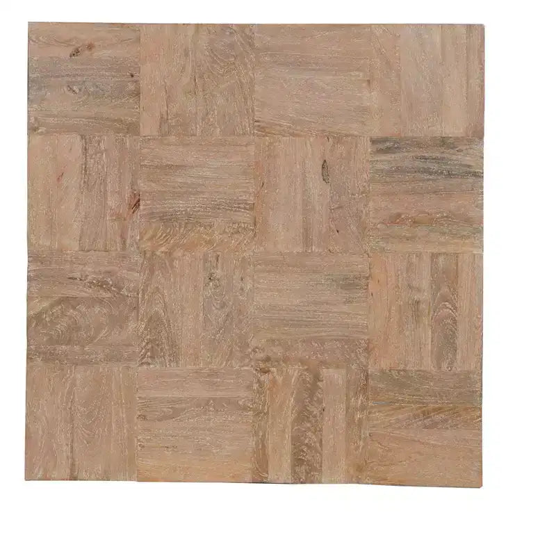 Table basse bloc carré en bois massif marron et noir 40 po