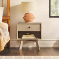 GDFStudio Alden Mid-Century Modern Nightstand with Open Cubby and Smooth-Glide Drawer