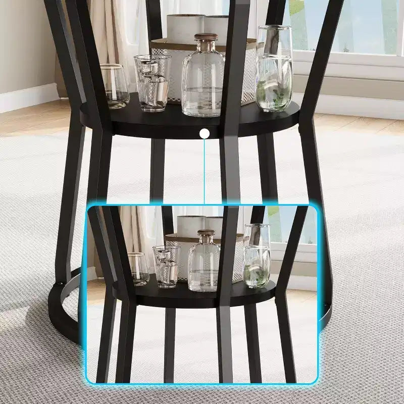 Table à manger ronde pour 4-6 personnes, table de cuisine de ferme de 42 pouces avec rangement
