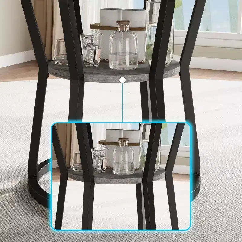 Table à manger ronde pour 4-6 personnes, table de cuisine de ferme de 42 pouces avec rangement