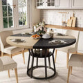 Table à manger ronde pour 4-6 personnes, table de cuisine de ferme de 42 pouces avec rangement