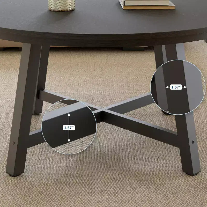 Table basse ronde de 36 po pour salon, grande table centrale ronde, pieds en métal épais et pieds réglables, tables basses rondes modernes pour appartements