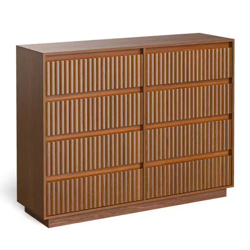 Commode à 8 tiroirs de 132 cm de largeur avec panneau cannelé à motif ondulé