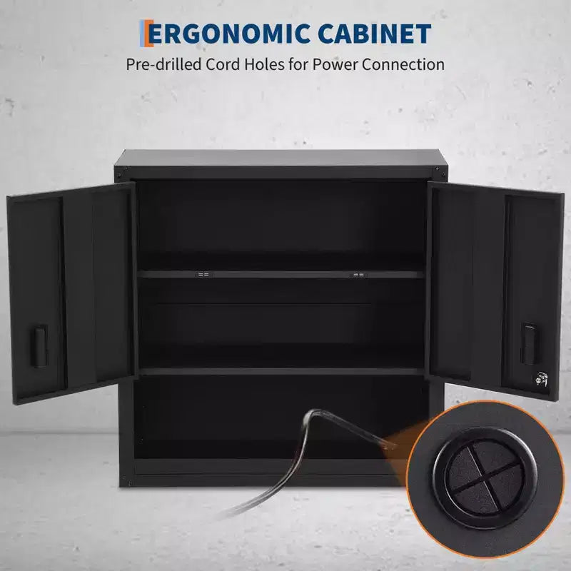 Armoire murale avec étagère réglable, casier de garage en acier robuste avec portes magnétiques verrouillables, armoire à outils murale pour entrepôt ou maison