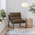 GDFStudio Marlow Faux Leather Upholstered Sling Accent Chair with Metal Frame