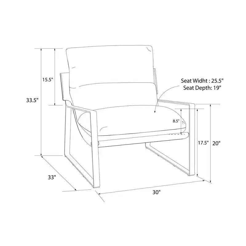 Chaise d'appoint en similicuir avec cadre en métal