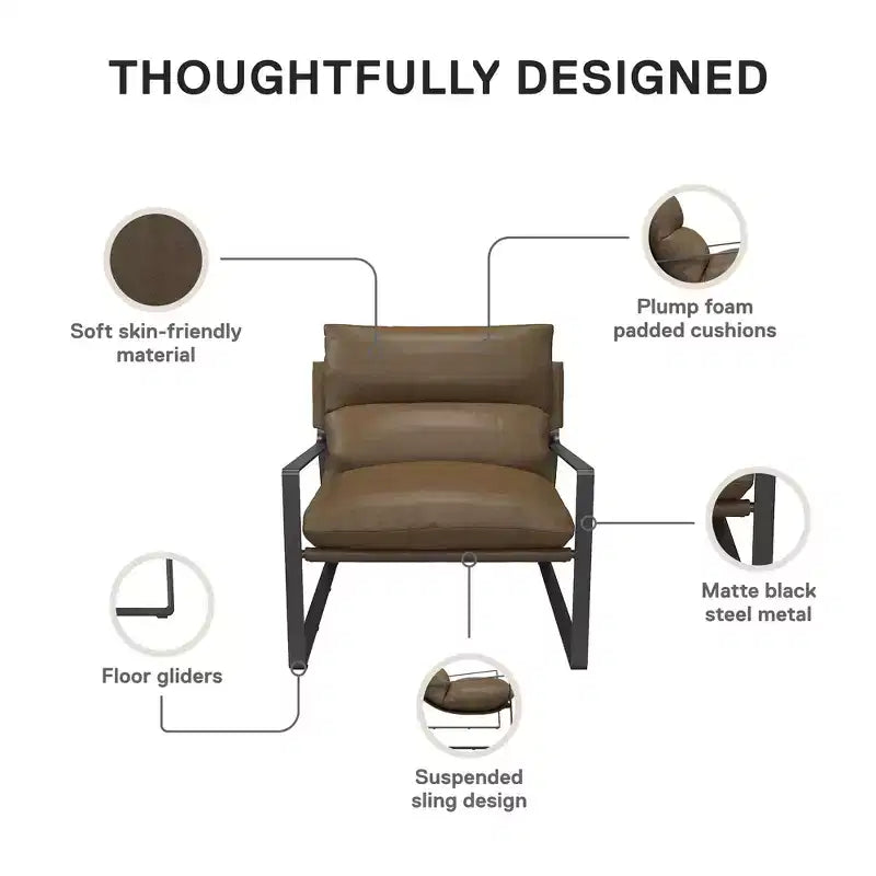 Chaise d'appoint en similicuir avec cadre en métal