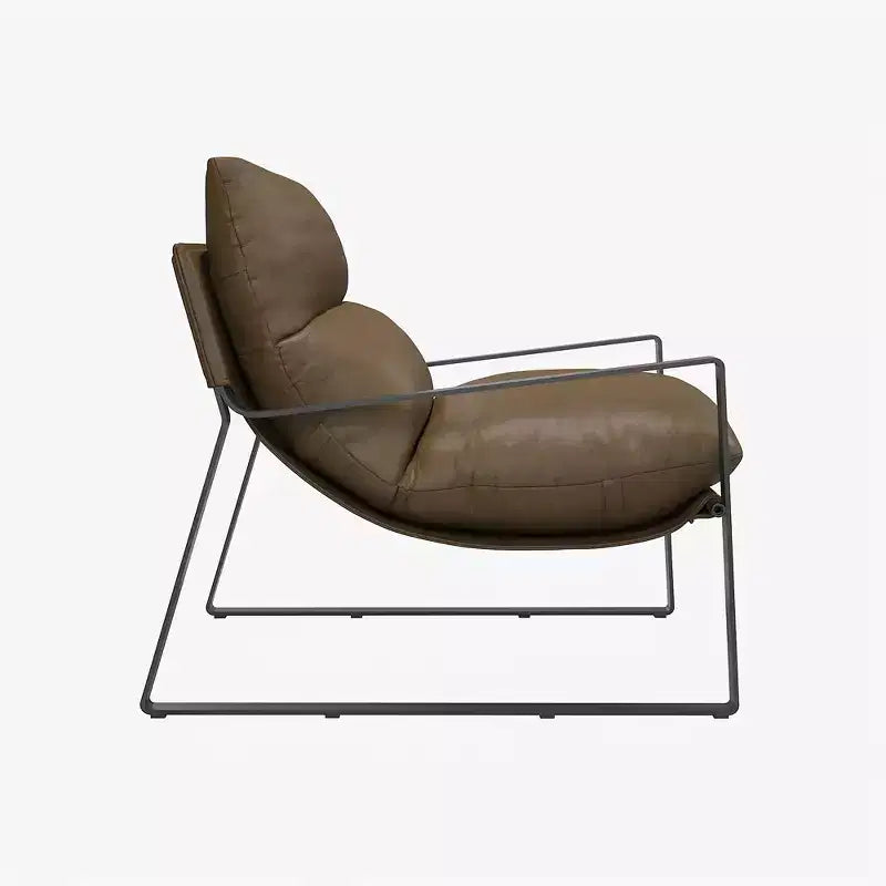 Chaise d'appoint en similicuir avec cadre en métal