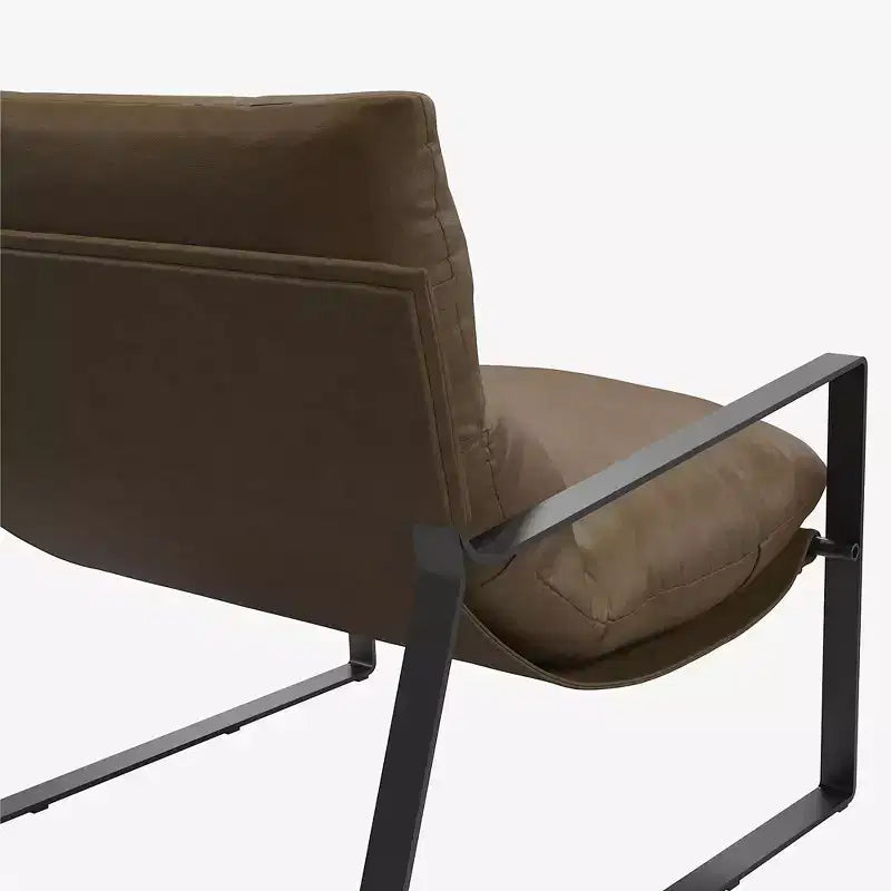 Chaise d'appoint en similicuir avec cadre en métal